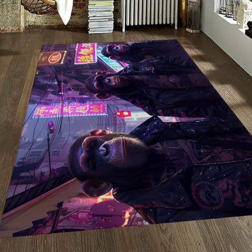 Neon City Streets Fußmatte Hip Hop Stil Tier AFFE Sci-Fi Themenbereich Teppiche Waschbar Low Flor Pflegeleichter Teppich für Spielzimmer Wäscherei 60x90cm von LANDERSION