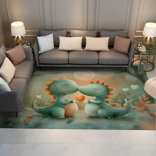 Niedliche Dinosaurier Kinderzimmer Teppiche Süße Karikatur Tier waschbar grüner Teppich für Schlafzimmer Badezimmer Weiche niedrigflorige Faltbare Fußmatten 140x200cm Niedliche Dinosaurier Kinderzimmer Teppiche Süße Karikatur Tier waschbar grüner Teppich für Schlafzimmer Badezimmer Weiche niedrigflorige Faltbare Fußmatten 140x200cm von LANDERSION
