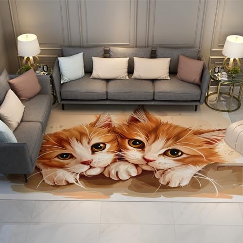 Niedliche Katze Bereich Teppiche Aquarell Tier Sammlung dünne Bodenmatte Rutschfester waschbarer brauner Wurfteppich für Wohnzimmer Kinderzimmer Kinderzimmer Nachttisch 180x240cm Niedliche Katze Bereich Teppiche Aquarell Tier Sammlung dünne Bodenmatte Rutschfester waschbarer brauner Wurfteppich für Wohnzimmer Kinderzimmer Kinderzimmer Nachttisch 180x240cm von LANDERSION