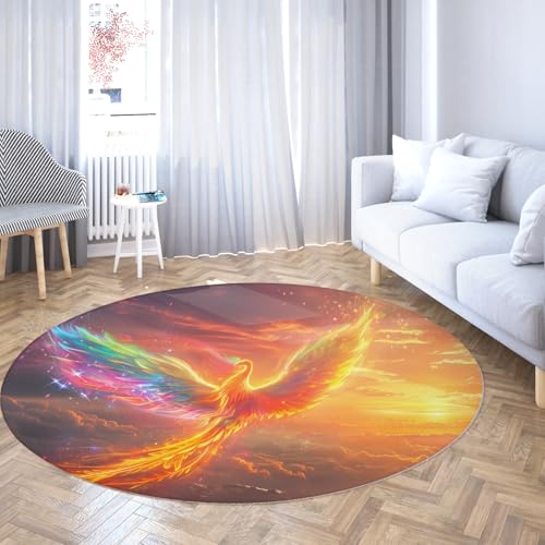 Phoenix Bird Runder Teppich Waschbarer weicher Rutschfester Innenkreisteppich Edler Tierwurfteppich für Kinderzimmer Eingangsbereich Schlafzimmer Dekor 160cm Phoenix Bird Runder Teppich Waschbarer weicher Rutschfester Innenkreisteppich Edler Tierwurfteppich für Kinderzimmer Eingangsbereich Schlafzimmer Dekor 160cm von LANDERSION