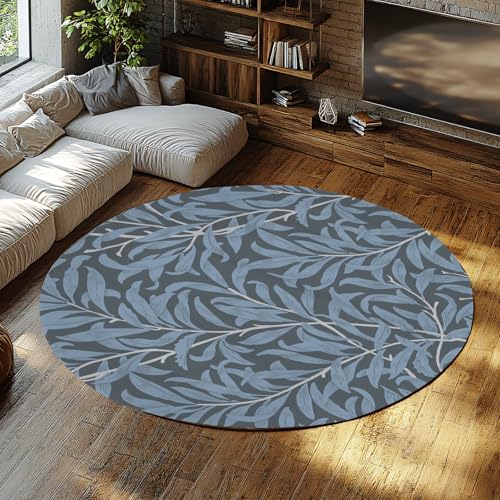 Plant Leaf Collection Teppich Rund Blaue Weidenblätter Design Kreis Teppiche Leicht zu reinigender weicher Teppich für Wohnzimmer Schlafzimmer Esszimmer 240cm Plant Leaf Collection Teppich Rund Blaue Weidenblätter Design Kreis Teppiche Leicht zu reinigender weicher Teppich für Wohnzimmer Schlafzimmer Esszimmer 240cm von LANDERSION