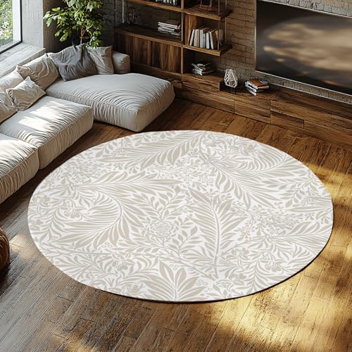 Retro Klassischer Blumen-Themen-Kreisteppich Botanisches Blattdesign Runde Teppiche Niedrigfloriger waschbarer Teppich für Schlafzimmer Gästezimmer 90cm Retro Klassischer Blumen-Themen-Kreisteppich Botanisches Blattdesign Runde Teppiche Niedrigfloriger waschbarer Teppich für Schlafzimmer Gästezimmer 90cm von LANDERSION