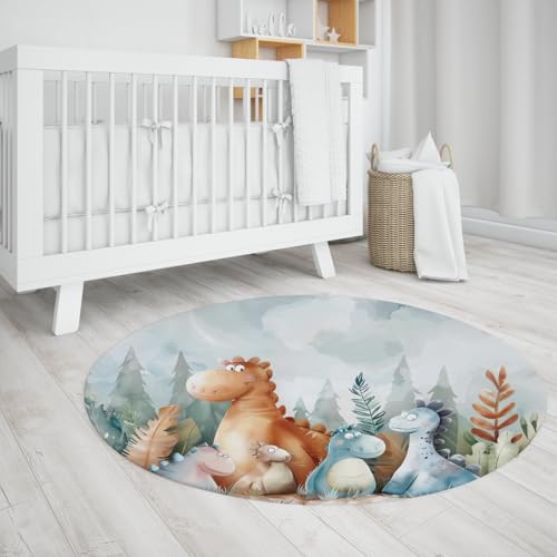 Runder Teppich Niedlicher Dinosaurier Kinderzimmer Bodenmatte Weicher Rutschfester dünner Kreis Bereich Teppiche Tropische Pflanzen Teppich für Wohnzimmer Spielzimmer 200cm Runder Teppich Niedlicher Dinosaurier Kinderzimmer Bodenmatte Weicher Rutschfester dünner Kreis Bereich Teppiche Tropische Pflanzen Teppich für Wohnzimmer Spielzimmer 200cm von LANDERSION