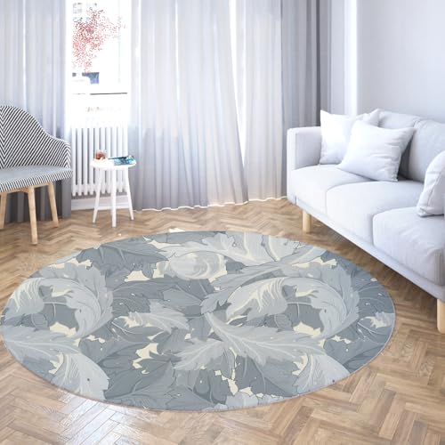 Runder Teppich Vintage Akanthus Blatt weicher Flauschiger Wohnzimmer Runde Teppiche waschbarer Rutschfester Grauer Teppich für den Innenbereich für Schlafzimmer Bauernhaus 80cm Runder Teppich Vintage Akanthus Blatt weicher Flauschiger Wohnzimmer Runde Teppiche waschbarer Rutschfester Grauer Teppich für den Innenbereich für Schlafzimmer Bauernhaus 80cm von LANDERSION