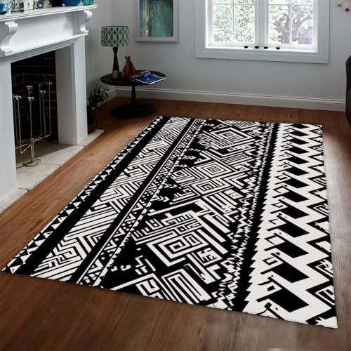 Rustikale Tribal Print Teppiche rutschfest waschbar schwarz weiß Büroteppich niedrigflorig Soft Boho großer Indoor Teppich für die Wäscherei im Eingangsbereich 60x90cm Rustikale Tribal Print Teppiche rutschfest waschbar schwarz weiß Büroteppich niedrigflorig Soft Boho großer Indoor Teppich für die Wäscherei im Eingangsbereich 60x90cm von LANDERSION