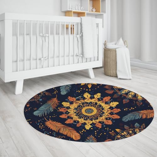 Schöne Blume Indoor Circle Bereich Teppiche Aquarell Federdruck waschbarer leicht zu reinigender runder Teppich für Bauernhaus Schlafzimmer Esszimmer 150cm Schöne Blume Indoor Circle Bereich Teppiche Aquarell Federdruck waschbarer leicht zu reinigender runder Teppich für Bauernhaus Schlafzimmer Esszimmer 150cm von LANDERSION
