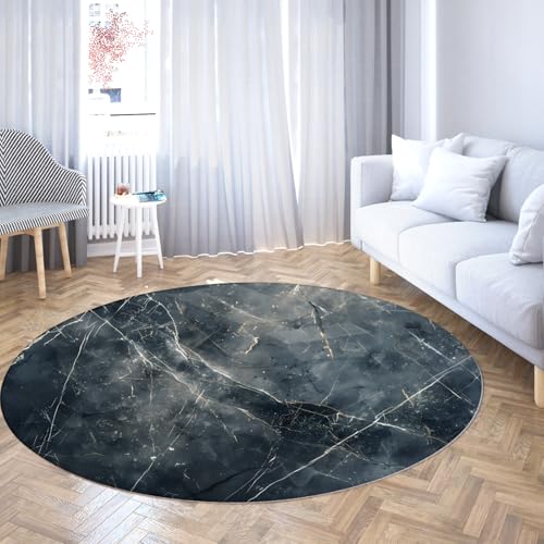Schwarzgrauer Marmor Runder Teppiche Wohnzimmer Waschbare Marmorteppiche Abstrakter niedriger Flor Weicher Flauschiger gemütlicher Teppich für Wohnheim Wohnkultur 240cm Schwarzgrauer Marmor Runder Teppiche Wohnzimmer Waschbare Marmorteppiche Abstrakter niedriger Flor Weicher Flauschiger gemütlicher Teppich für Wohnheim Wohnkultur 240cm von LANDERSION
