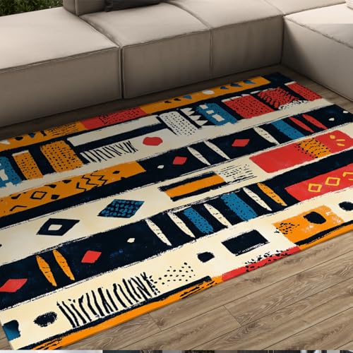 Teppich Retro Geometrisch Gestreift Bunte Boho Bereich Teppiche Waschbar Rutschfester Wurf Dünner Teppich für Schlafzimmer Eingangsbereich Esszimmer Balkon 60x120cm Teppich Retro Geometrisch Gestreift Bunte Boho Bereich Teppiche Waschbar Rutschfester Wurf Dünner Teppich für Schlafzimmer Eingangsbereich Esszimmer Balkon 60x120cm von LANDERSION