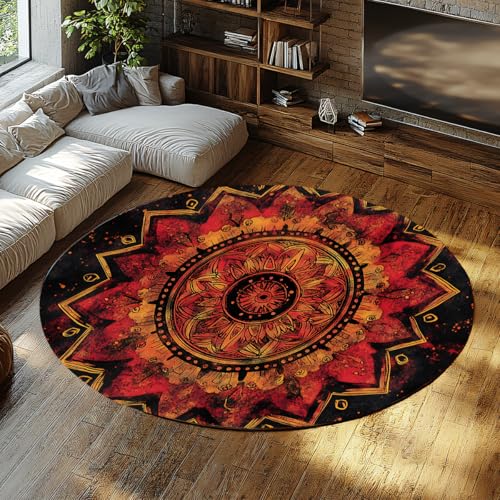 Vintage Collection Circle Teppiche Rot Schwarz Traditionelles Orientalisches klassisches Design Waschbarer runder Teppich für stark frequentierte Bereiche im Wohnzimmer 200cm Vintage Collection Circle Teppiche Rot Schwarz Traditionelles Orientalisches klassisches Design Waschbarer runder Teppich für stark frequentierte Bereiche im Wohnzimmer 200cm von LANDERSION