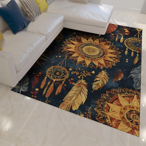 Vintage Elegante Blumen Waschbare Teppiche Chic Boho Feder Exotische Bereich Teppiche Moderne Ästhetik Kunst Teppich für Eingangsbereich Spielzimmer Flure 150x210cm Vintage Elegante Blumen Waschbare Teppiche Chic Boho Feder Exotische Bereich Teppiche Moderne Ästhetik Kunst Teppich für Eingangsbereich Spielzimmer Flure 150x210cm von LANDERSION