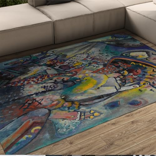 Wassily Kandinsky Bereich Teppich für Innenzimmer Schlafzimmer Esszimmer Warmer und gemütlicher Bereich Teppich dunkle Farbe Shabby Teppich Home Office Eingangs Dekor 40x60cm von LANDERSION