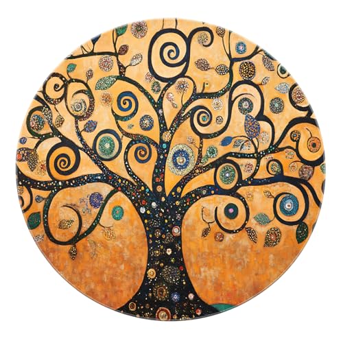 Weiche waschbare runde Teppiche Abstrakter Lebensbaum Akzent Rutschfester Kreisteppich Fantasy Swirl Luxusteppich für Wohnzimmer Küche 140cm Weiche waschbare runde Teppiche Abstrakter Lebensbaum Akzent Rutschfester Kreisteppich Fantasy Swirl Luxusteppich für Wohnzimmer Küche 140cm von LANDERSION