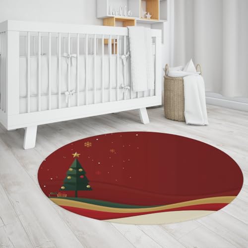 Weihnachtsbaum Runder Teppich Lebendige Farben Festliches Muster Thema Weiche Türmatte Waschbar rutschfeste Rote Kreis Bereich Teppiche Gemütliche Dekoration 160cm Weihnachtsbaum Runder Teppich Lebendige Farben Festliches Muster Thema Weiche Türmatte Waschbar rutschfeste Rote Kreis Bereich Teppiche Gemütliche Dekoration 160cm von LANDERSION