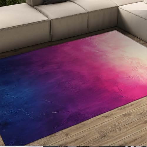 Zeitgenössische abstrakte Ombre Teppiche lila blau Ölmalerei Stil Kleiner Teppich weicher Rutschfester dünner Teppich für Nachttisch Spielzimmer 100x150cm von LANDERSION