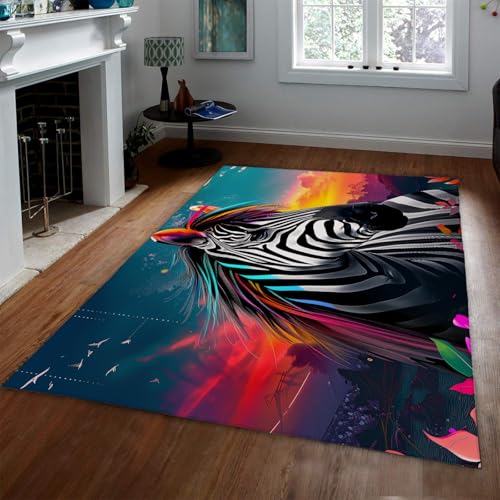 Zoo Tier Zebra Teppiche Fantasy Sky mit Blättern Abwaschbarer Rutschfester Bereichsteppich Weicher Kinderzimmerteppich für Schlafzimmer Eingangsbereich Wohnzimmer Esszimmer 90x120cm Zoo Tier Zebra Teppiche Fantasy Sky mit Blättern Abwaschbarer Rutschfester Bereichsteppich Weicher Kinderzimmerteppich für Schlafzimmer Eingangsbereich Wohnzimmer Esszimmer 90x120cm von LANDERSION