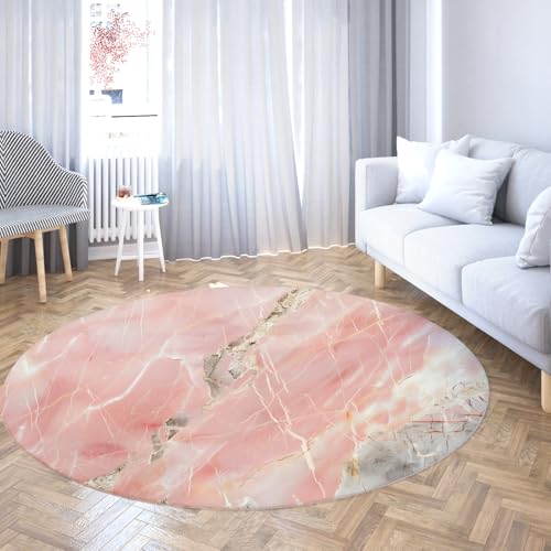rutschfeste Kreisteppiche, waschbarer runder Teppich für Wohnzimmer rosa abstrakte Marmor Wohnkulturteppiche für Klassenzimmer 80cm rutschfeste Kreisteppiche, waschbarer runder Teppich für Wohnzimmer rosa abstrakte Marmor Wohnkulturteppiche für Klassenzimmer 80cm von LANDERSION