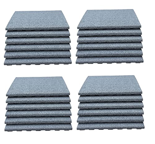 LANDGRID 24x Fallschutzmatten 50x50x4cm Grau Gummi Platten Bodenschutz Balkonbelag Pool Kind von LANDGRID