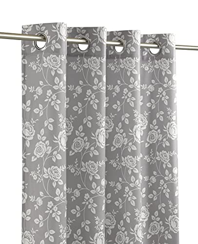 LANDKING Ösenschal, Gardine, Vorhang, Dekoschal, Amelie Blumen Rosen, Digitaldruck, Blickdicht, 8 Ösen, 140 x 245 cm, Landhaus, Romantik, Polyester, Farbe grau LANDKING Ösenschal, Gardine, Vorhang, Dekoschal, Amelie Blumen Rosen, Digitaldruck, Blickdicht, 8 Ösen, 140 x 245 cm, Landhaus, Romantik, Polyester, Farbe grau von LANDKING