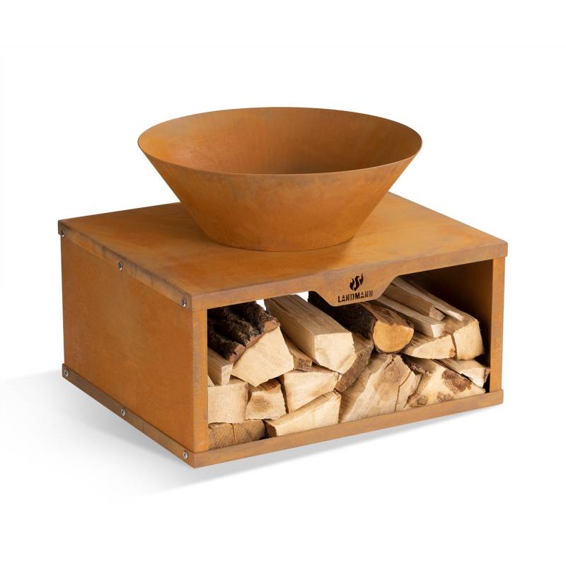 Feuerschale mit Holzlager - 60 x 50 x 54 cm Feuerschale mit Holzlager - 60 x 50 x 54 cm von LANDMANN