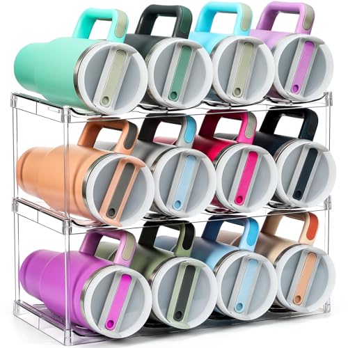 Design for Stanley Große Flaschen und Becher mit Griff, stapelbarer Acryl-Wasserflaschen-Organizer, transparentes Weinregal, Getränkehalter für Zuhause, Küche, Speisekammer, Regal, Arbeitsplatte von LANDNEOO