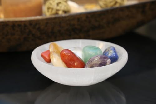 LANDSTER Selenite Schale Schüssel Schmuckschale Selenite Ladeschale Kristall Dekoschale Heilung Edelstein Reinigung Schale Heilende Kristalle spirituelle Energie Dekoration home decor (Oval) von LANDSTER