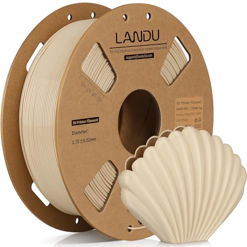 LANDU PETG Filament 1.75mm Beige 1KG High Speed 30-600mm/s 3D Drucker Filament Maßgenauigkeit +/- 0.02 mm,1kg Pappspule(2.2lbs) Passend für die meisten 3D Drucker,PETG Beige von LANDU