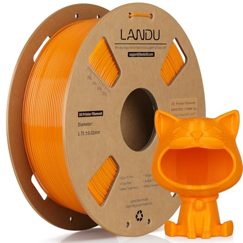 LANDU PETG Filament 1.75mm Orange 1KG High Speed 30-600mm/s 3D Drucker Filament Maßgenauigkeit +/- 0.02 mm,1kg Pappspule(2.2lbs) Passend für die meisten 3D Drucker,PETG Orange von LANDU
