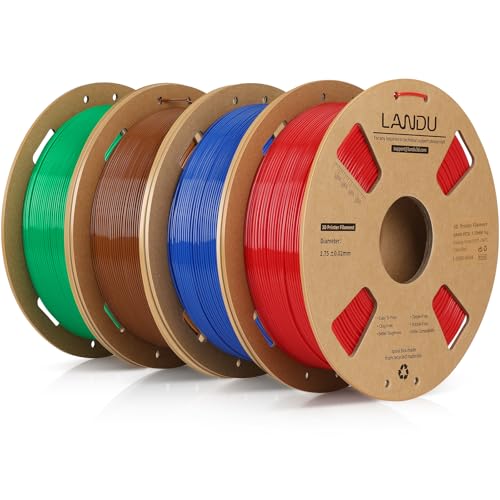 LANDU PETG Filament 1.75mm Rot Blau Grün Braun 4KG High Speed 30-600mm/s 3D Drucker Filament Maßgenauigkeit +/- 0.02 mm,1kg Pappspule(2.2lbs) Passend für die meisten 3D Drucker von LANDU