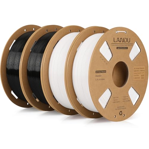 LANDU PETG Filament 1.75mm Schwarz Weiß 4KG High Speed 30-600mm/s 3D Drucker Filament Maßgenauigkeit +/- 0.02 mm,1kg Pappspule(2.2lbs) Passend für die meisten 3D Drucker,PETG Schwarz Weiß von LANDU
