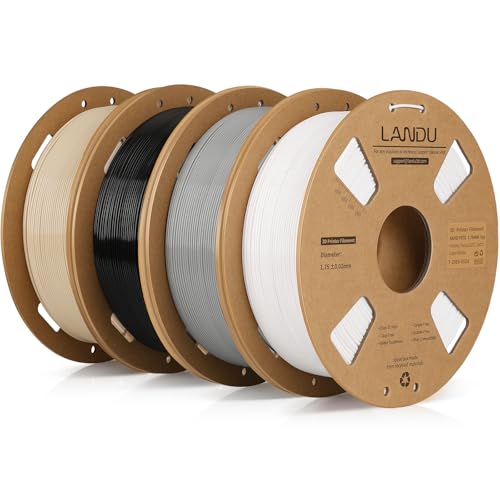 LANDU PETG Filament 1.75mm Schwarz Weiß Grau Beige 4KG High Speed 30-600mm/s 3D Drucker Filament Maßgenauigkeit +/- 0.02 mm,1kg Pappspule(2.2lbs) Passend für die meisten 3D Drucker von LANDU