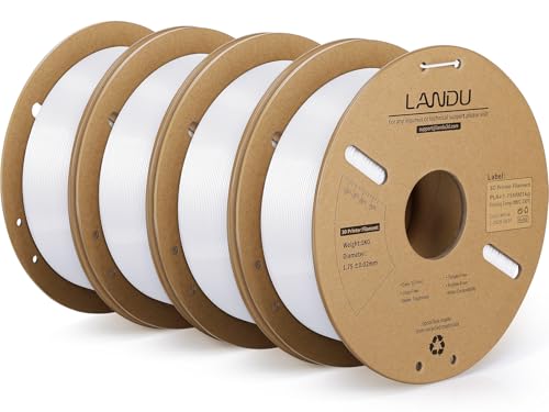 LANDU PLA+ Filament 1.75mm Weiß 4KG, PLA Plus 3D Drucker Filament, Härter und Stärker Filament-3D-Druckmaterialien, Maßgenauigkeit +/-0,02mm, Kompatibel mit den Meisten FDM-Drucker(4KG/Spool, 8.8lbs) von LANDU