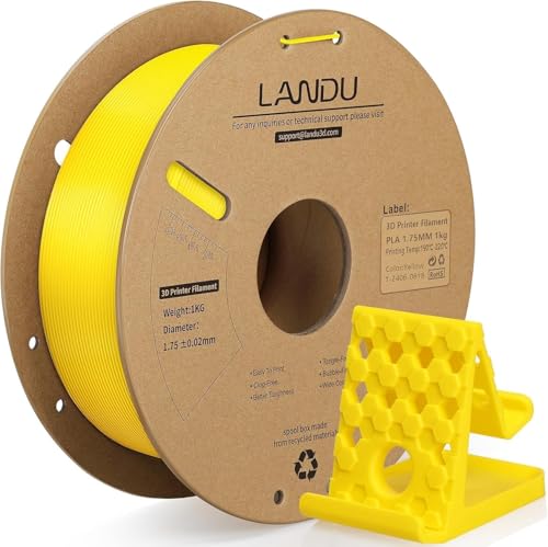 LANDU PLA Filament 1.75mm 1KG 3D Drucker Filament 3D Druckmaterialien PLA Maßgenauigkeit +/-0.02mm Sauber Gewickelt für die meisten FDM 3D Drucker Gelb von LANDU