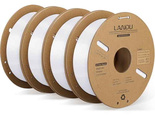 LANDU PLA Filament 1.75mm Weiß 4KG, 3D Drucker Filament Maßgenauigkeit +/- 0,02 mm, 4kg Pappspule (8.8lbs) Filament-3D-Druckmaterialien Passt für die meisten 3D-Drucker von LANDU