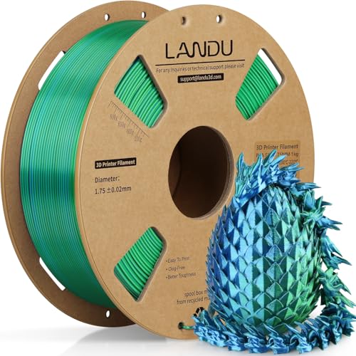 LANDU Silk Dual Color PLA Filament 1.75mm 3D Drucker Filament Coextrusion Filament PLA 1kg Multiple Color PLA Filament Maßgenauigkeit +/- 0.02 mm,1KG Spool (2.2lbs) Blau Grün von LANDU