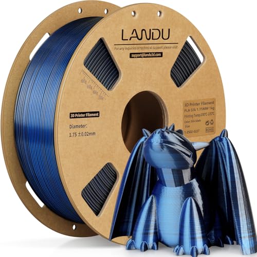 LANDU Silk Dual Color PLA Filament 1.75mm 3D Drucker Filament Coextrusion Filament PLA 1kg Multiple Color PLA Filament Maßgenauigkeit +/- 0.02 mm,1KG Spool (2.2lbs) Blau Schwarz von LANDU