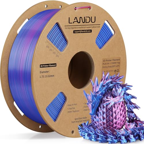 LANDU Silk Dual Color PLA Filament 1.75mm 3D Drucker Filament Coextrusion Filament PLA 1kg Multiple Color PLA Filament Maßgenauigkeit +/- 0.02 mm,1KG Spool (2.2lbs) Rot Blau von LANDU