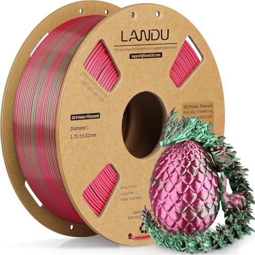 LANDU Silk Dual Color PLA Filament 1.75mm 3D Drucker Filament Coextrusion PLA Shiny Filament 1kg Multiple Color PLA Filament Maßgenauigkeit +/- 0.02 mm,1KG Spool (2.2lbs) Rot Grün von LANDU
