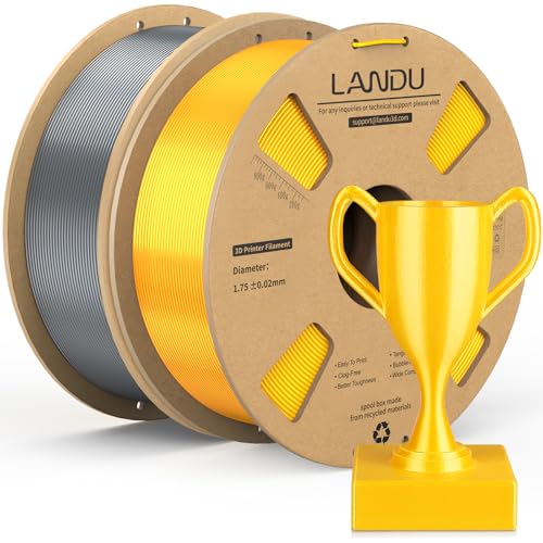 LANDU Silk PLA Filament 1.75mm 3D Drucker Filament Silk Hochglänzende Oberfläche Filament 3D Druckmaterialien Maßgenauigkeit +/- 0.02mm,2KG Passt für die meisten FDM 3D Drucker,PLA Silk Gold &Silber von LANDU