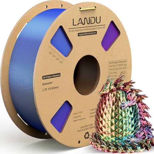 LANDU Silk PLA Filament Tricolor Silk PLA Filament 1,75mm 1kg 3D Drucker Filament 3 Color Silk Hochglänzende Oberfläche Maßgenauigkeit +/-0.02mm,Rot Gelb Blau von LANDU