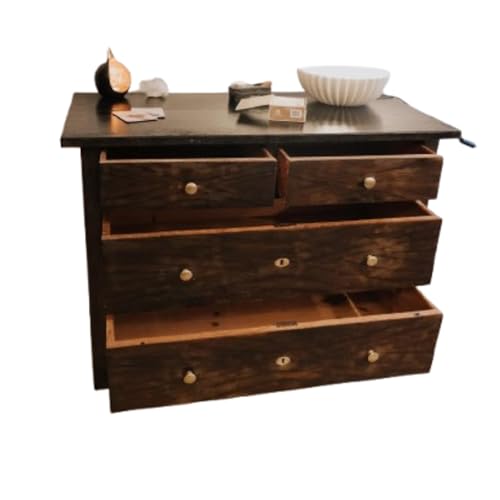 LANDWERK FURNITURE Antique Oak Wooden Chest of Drawers - Real Wood Hallway Chest - Vintage Chest of Drawers - Designer Chest of Drawers - Art Deco (132 * 87 * 50 cm) von LANDWERK FURNITURE