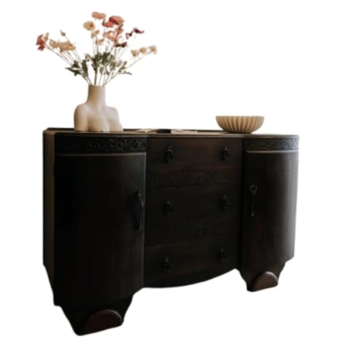 LANDWERK FURNITURE Antique Oak Wooden Chest of Drawers - Real Wood Hallway Chest - Vintage Chest of Drawers - Designer Chest of Drawers - Art Deco (137 * 90.5 * 53 cm) von LANDWERK FURNITURE
