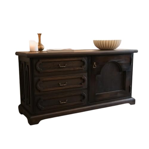 LANDWERK FURNITURE Antique Oak Wooden Chest of Drawers - Real Wood Hallway Chest - Vintage Chest of Drawers - Designer Chest of Drawers - Art Deco (72.5 * 64 * 36.5 cm) von LANDWERK FURNITURE