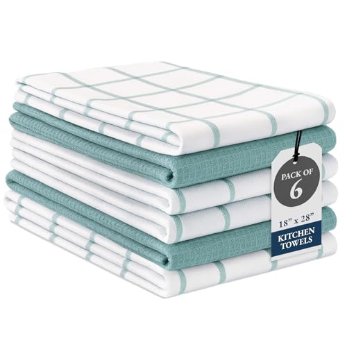 Küchentücher Set – 6 Stück Baumwolle Geschirrtücher zum Trocknen von Geschirr, 45.7x71.1 cm, Küchenhandtücher, Premium Geschirrtücher für Küche, schnell trocknendes Küchenhandtuch-Set – Aqua Küchentücher Set – 6 Stück Baumwolle Geschirrtücher zum Trocknen von Geschirr, 45.7x71.1 cm, Küchenhandtücher, Premium Geschirrtücher für Küche, schnell trocknendes Küchenhandtuch-Set – Aqua von LANE LINEN
