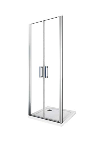 Glastür für Dusche mit 6 mm Dicke und Schwenköffnung im Saloon-Stil, die sowohl nach innen als auch nach außen geöffnet werden kann. Höhe 190 CM verstellbar (64-67 CM) von LANERI