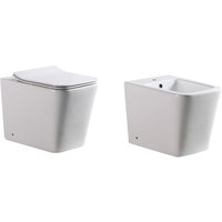Paar bodenstehende Sanitär eckig set Toilette Bidet bodenstehende Vase Keramik mod. Ideal von LANERI