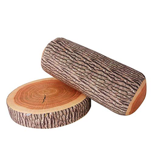 LANFIRE 3D Baum Holz Scheibe Memory Foam Weiche Wurfkissen Log Kissen Puppe Stuhl Sitzkissen für Home Office Gingko Baum Obst Kissen Sofa Schaum Kissen (Cushion+Pillow 01) von LANFIRE