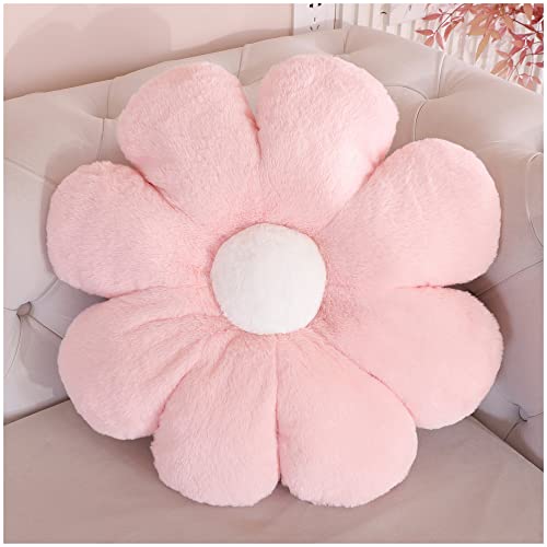 LANFIRE Blume Plüsch Kissen Bodenkissen Dekoratives Blumenkissen Sitzkissen Schlafsofa Kissen Möbel Innenkissen (40CM, Rosa weiß) von LANFIRE