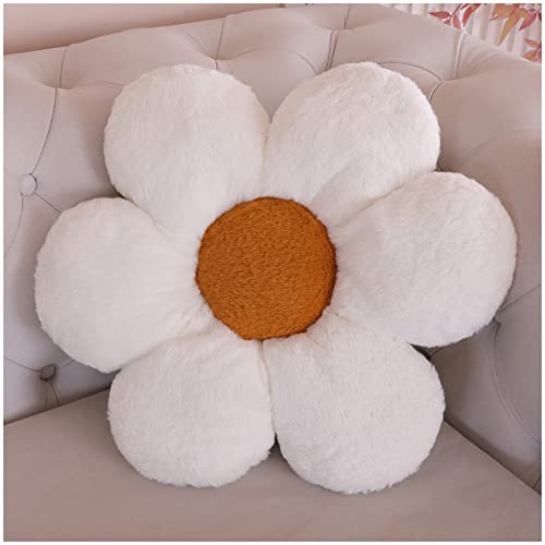 LANFIRE Blume Plüsch Kissen Bodenkissen Dekoratives Blumenkissen Sitzkissen Schlafsofa Kissen Möbel Innenkissen (40CM, Weiß) von LANFIRE