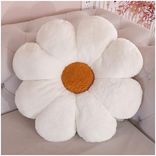 LANFIRE Blume Plüsch Kissen Bodenkissen Dekoratives Blumenkissen Sitzkissen Schlafsofa Kissen Möbel Innenkissen (40CM, Weiß braun) von LANFIRE