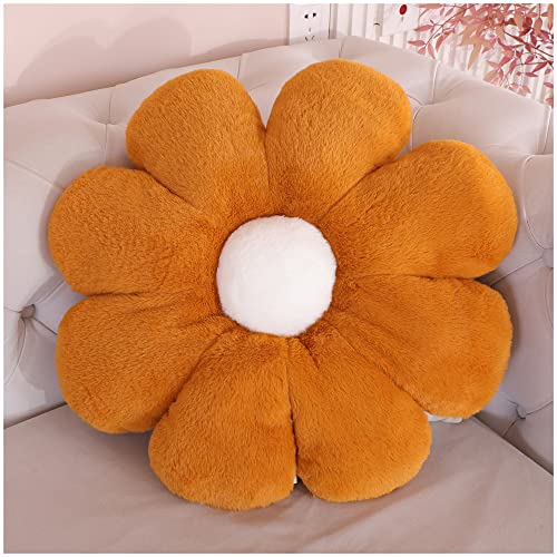 LANFIRE Blume Plüsch Kissen Bodenkissen Dekoratives Blumenkissen Sitzkissen Schlafsofa Kissen Möbel Innenkissen (50CM, Braun weiß) von LANFIRE